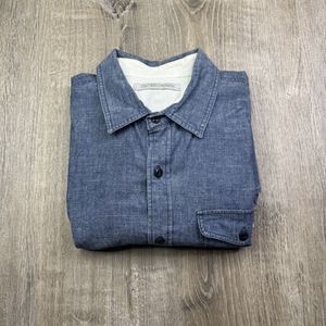 Men's Outerknown Chambray Sz Large Long Sleeve Button Shirt Blue 100% Cotton